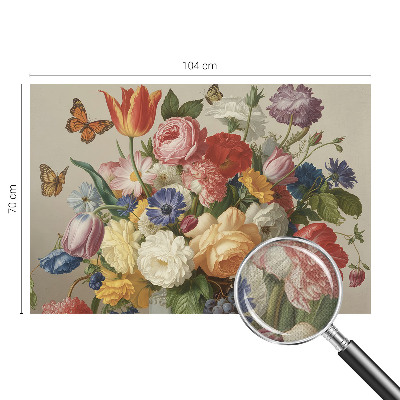 Moderne Fototapete nach Maß Blumen und Schmetterlinge