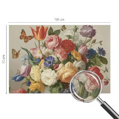 Moderne Fototapete nach Maß mit Blumen- und Schmetterlingsmotiv