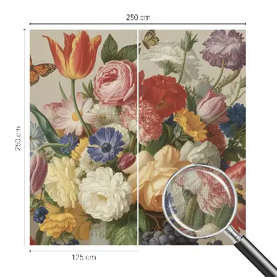 Moderne Fototapete nach Maß mit Blumen- und Schmetterlingsmotiv