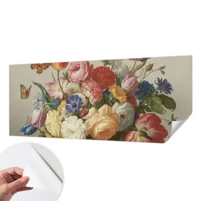 Moderne Fototapete nach Maß mit Blumen- und Schmetterlingsmotiv