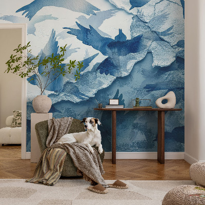 Motivtapete fürs Wohnzimmer mit einem dynamischen Vogeldesign