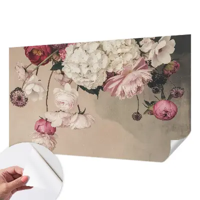 Motivtapete nach Maß mit romantischem Blumenmotiv