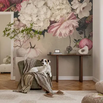 Motivtapete nach Maß mit romantischem Blumenmotiv