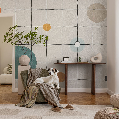 Selbstklebende Fototapete fürs Wohnzimmer mit farbigen Kreisen als Motiv