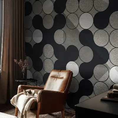 Selbstklebende Fototapete fürs Schlafzimmer mit geometrischem Kreismuster
