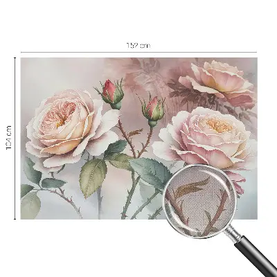 Fototapete in 3D-Optik mit Pastellrosen