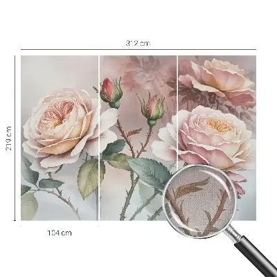 Fototapete in 3D-Optik mit Pastellrosen