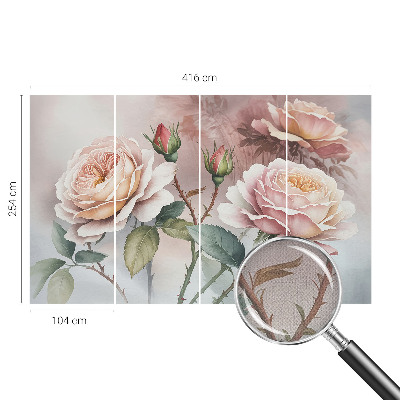 Fototapete in 3D-Optik Pastellrosen