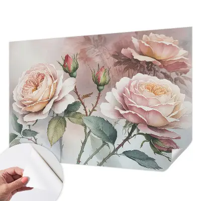 Fototapete in 3D-Optik mit Pastellrosen