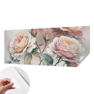 Fototapete in 3D-Optik mit Pastellrosen