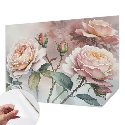 Fototapete in 3D-Optik mit Pastellrosen