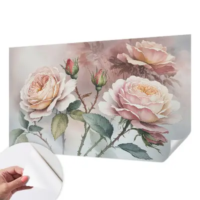 Fototapete in 3D-Optik mit Pastellrosen