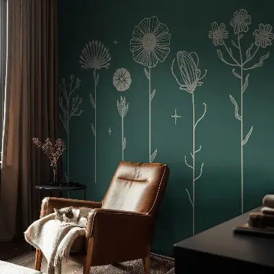 49D-Fototapete fürs Wohnzimmer mit zarten Blüten