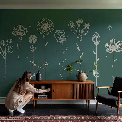 49D-Fototapete fürs Wohnzimmer mit zarten Blüten