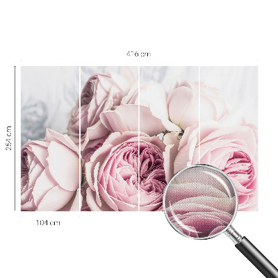 Motivtapete fürs Wohnzimmer mit rosa Rosenmuster