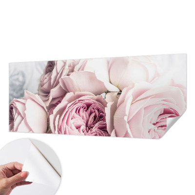 Motivtapete fürs Wohnzimmer mit rosa Rosenmuster
