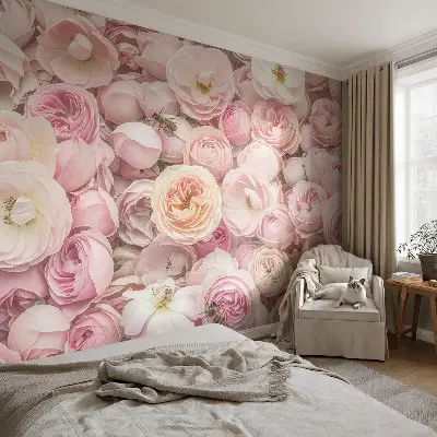 Selbstklebende Fototapete für die Wand mit einem Motiv aus wunderschönen Blumen
