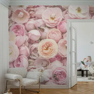 Selbstklebende Fototapete für die Wand mit einem Motiv aus wunderschönen Blumen