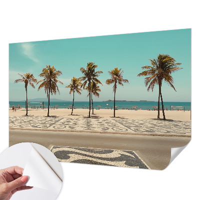Selbstklebende Fototapete fürs Wohnzimmer mit Palmenstrand-Motiv