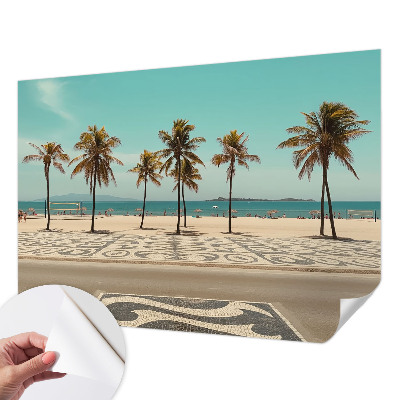 Selbstklebende Fototapete fürs Wohnzimmer mit Palmenstrand-Motiv