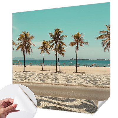 Selbstklebende Fototapete fürs Wohnzimmer mit Palmenstrand-Motiv