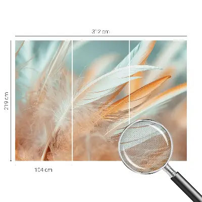 51D-Fototapete fürs Wohnzimmer mit zarten Federn als Motiv