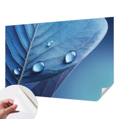 Hochwertige Bildtapete mit blauem Blattmotiv