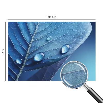 Hochwertige Bildtapete mit blauem Blattmotiv