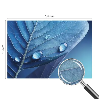 Hochwertige Bildtapete mit blauem Blattmotiv