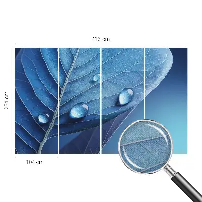 Hochwertige Bildtapete mit blauem Blattmotiv