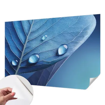 Hochwertige Bildtapete mit blauem Blattmotiv