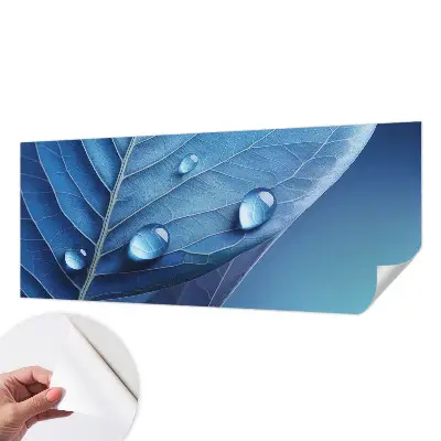 Hochwertige Bildtapete mit blauem Blattmotiv