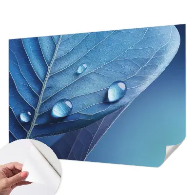 Hochwertige Bildtapete mit blauem Blattmotiv