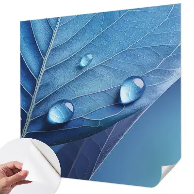 Hochwertige Bildtapete mit blauem Blattmotiv