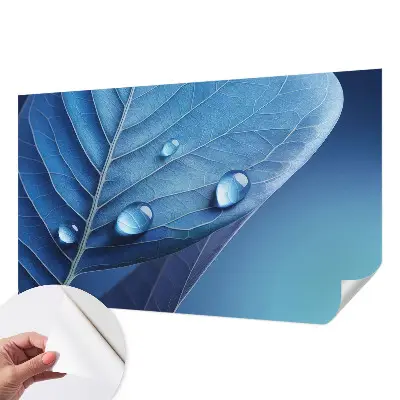 Hochwertige Bildtapete mit blauem Blattmotiv