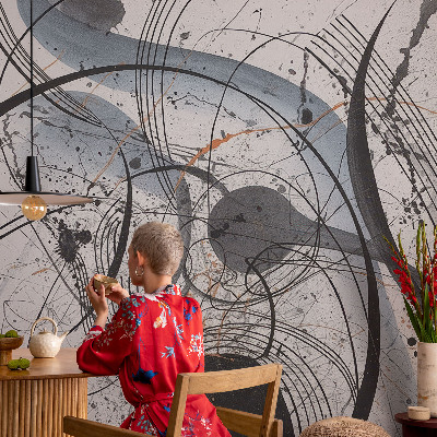 Selbstklebende Fototapete fürs Wohnzimmer mit ausdrucksstarker abstrakter Gestaltung