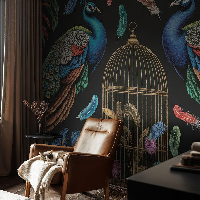 Moderne Fototapete nach Maß Exotische Pfauen