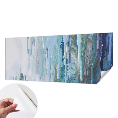 Motivtape­te fürs Wohnzimmer mit blauem Kaskadenmotiv