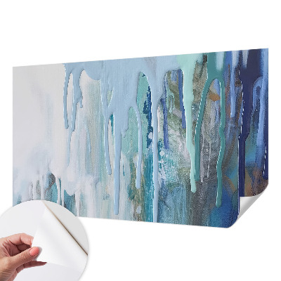 Motivtape­te fürs Wohnzimmer mit blauem Kaskadenmotiv