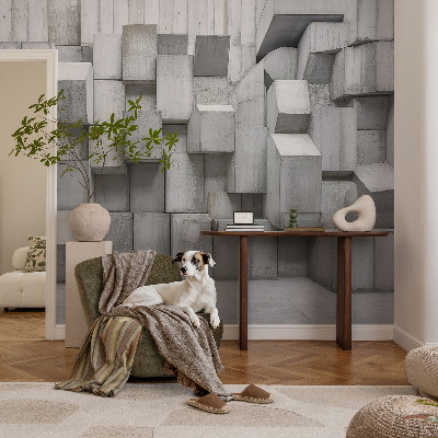 53D-Fototapete Betonblöcke