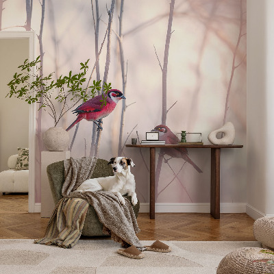 Selbstklebende Fototapete fürs Schlafzimmer mit einem Vogelpaar als Motiv