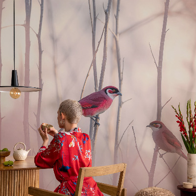 Selbstklebende Fototapete fürs Schlafzimmer mit einem Vogelpaar als Motiv