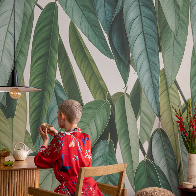 53D-Fototapete fürs Wohnzimmer Natürliche Blätter