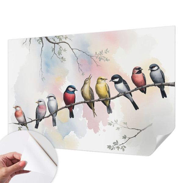 53D-Fototapete fürs Schlafzimmer Vögel auf einem Ast