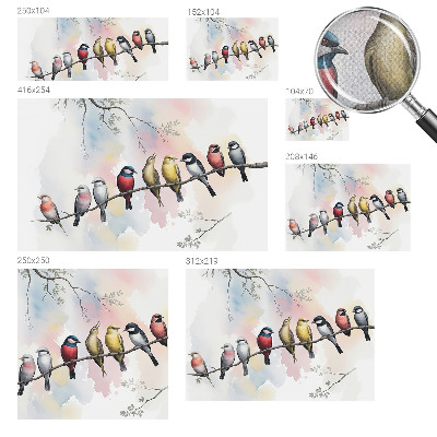 53D-Fototapete fürs Schlafzimmer Vögel auf einem Ast