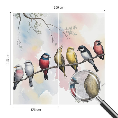 53D-Fototapete fürs Schlafzimmer Vögel auf einem Ast