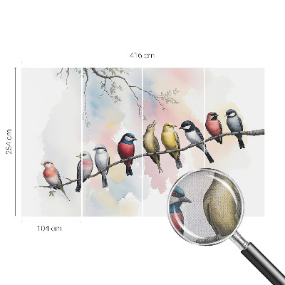 53D-Fototapete fürs Schlafzimmer Vögel auf einem Ast