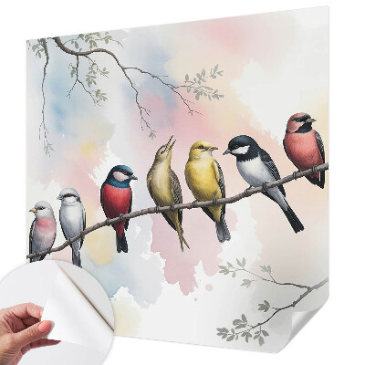 53D-Fototapete fürs Schlafzimmer Vögel auf einem Ast