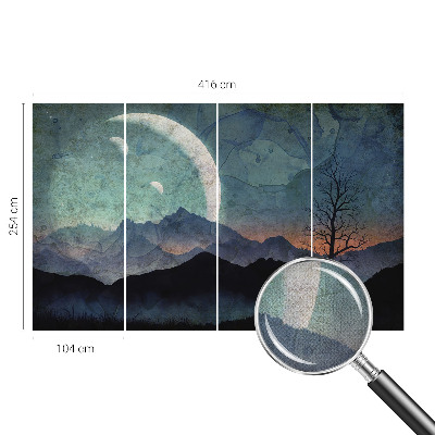 Selbstklebende Fototapete fürs Wohnzimmer mit einer Nachtlandschaft