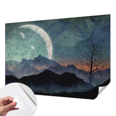 Selbstklebende Fototapete fürs Wohnzimmer mit einer Nachtlandschaft